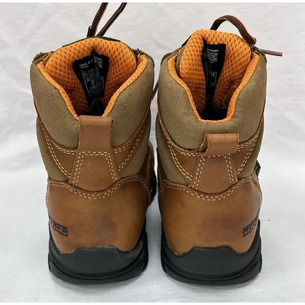 HYTEST Safety Footwear Brown Leather Waterproof Work Boots Mens Size 6 NWOB